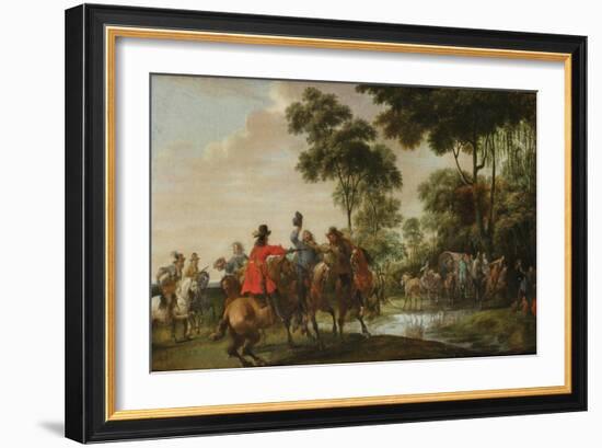 Highwaymen Raiding a Tilt Car by a Forest Stream-Peeter Snayers-Framed Giclee Print