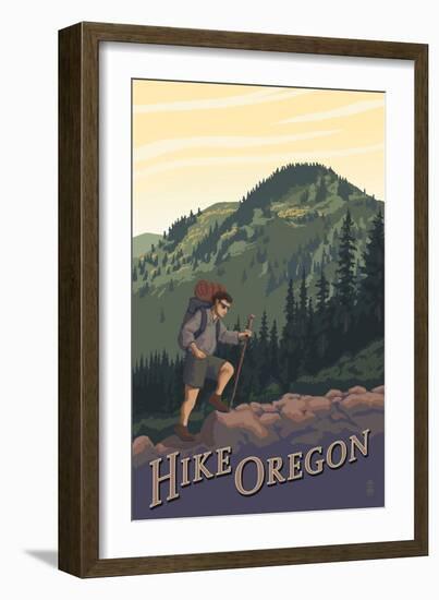 Hike Oregon-Lantern Press-Framed Premium Giclee Print