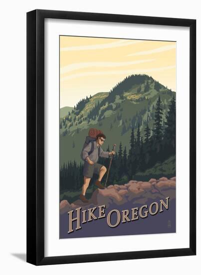 Hike Oregon-Lantern Press-Framed Premium Giclee Print