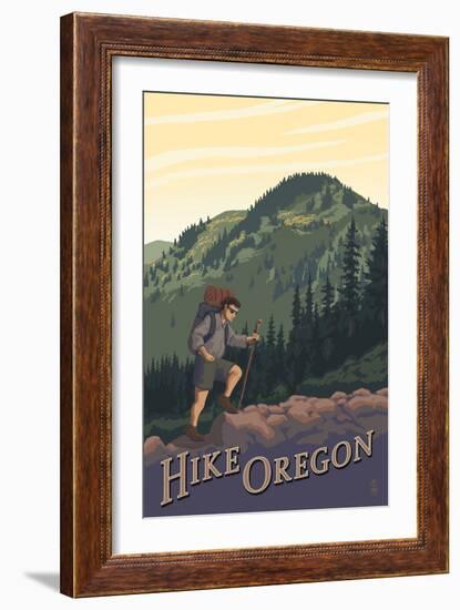 Hike Oregon-Lantern Press-Framed Art Print