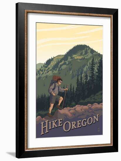 Hike Oregon-Lantern Press-Framed Art Print