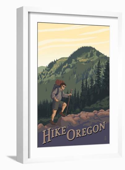 Hike Oregon-Lantern Press-Framed Art Print