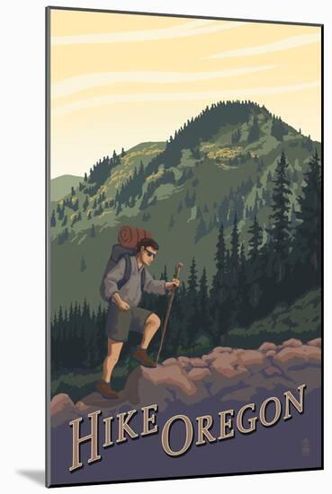 Hike Oregon-Lantern Press-Mounted Art Print