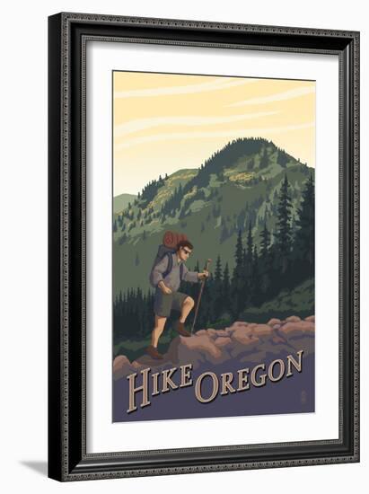 Hike Oregon-Lantern Press-Framed Art Print