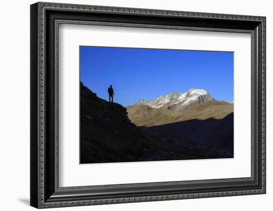 Hiker Admires the View of Alpi Graie (Graian Alps) Landscape, Gran Paradiso National Park, Italy-Roberto Moiola-Framed Photographic Print