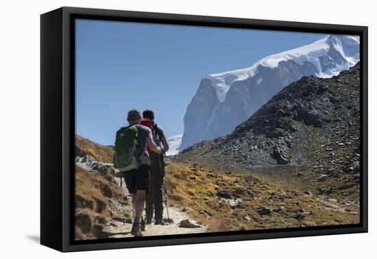 Hiker, Breithorn, Gornergrat, Valais, Switzerland-Rainer Mirau-Framed Premier Image Canvas