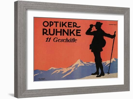 Hiker in the Alps-null-Framed Premium Giclee Print