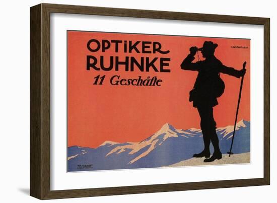 Hiker in the Alps-null-Framed Premium Giclee Print