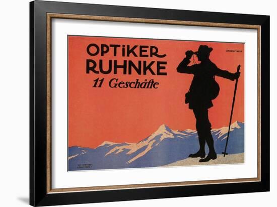 Hiker in the Alps-null-Framed Premium Giclee Print