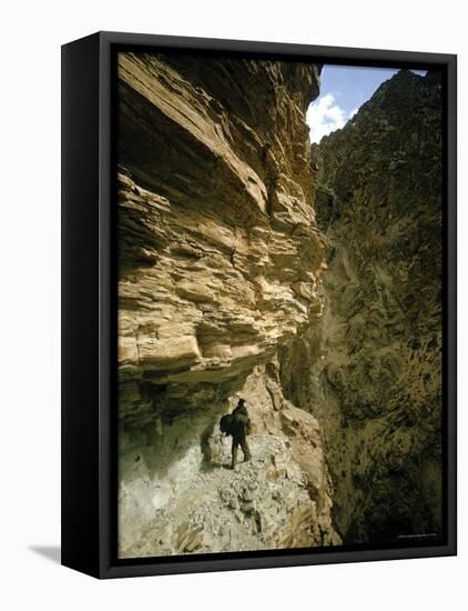 Hiker in the Himalayas-James Burke-Framed Premier Image Canvas