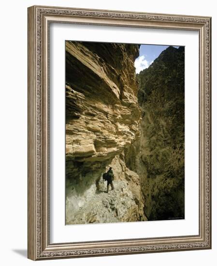 Hiker in the Himalayas-James Burke-Framed Photographic Print