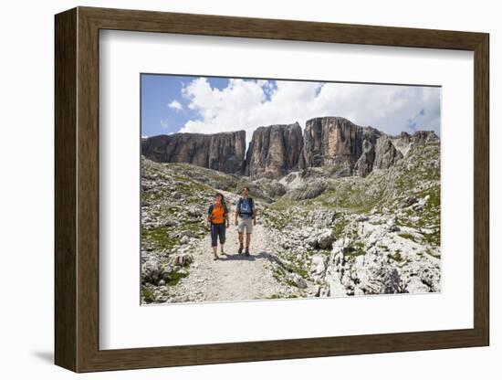 Hiker in the Vallonkar, in Front of BoŽseekofel, the Dolomites-Gerhard Wild-Framed Photographic Print