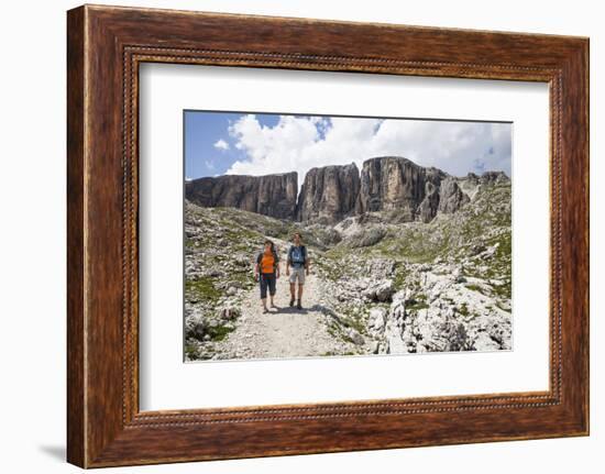 Hiker in the Vallonkar, in Front of BoŽseekofel, the Dolomites-Gerhard Wild-Framed Photographic Print