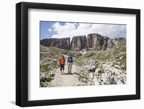 Hiker in the Vallonkar, in Front of BoŽseekofel, the Dolomites-Gerhard Wild-Framed Photographic Print