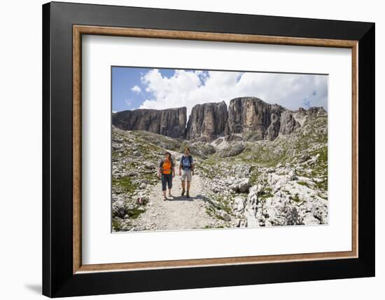 Hiker in the Vallonkar, in Front of BoŽseekofel, the Dolomites-Gerhard Wild-Framed Photographic Print