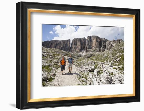 Hiker in the Vallonkar, in Front of BoŽseekofel, the Dolomites-Gerhard Wild-Framed Photographic Print