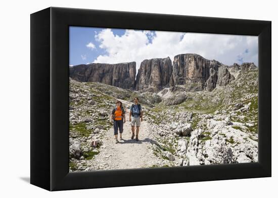 Hiker in the Vallonkar, in Front of BoŽseekofel, the Dolomites-Gerhard Wild-Framed Premier Image Canvas