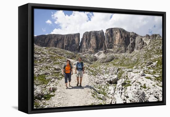 Hiker in the Vallonkar, in Front of BoŽseekofel, the Dolomites-Gerhard Wild-Framed Premier Image Canvas