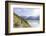 Hiker on path towards Rifugio Bignami beside the dam and water basin of Alpe Gera, Malenco Valley, -Roberto Moiola-Framed Photographic Print