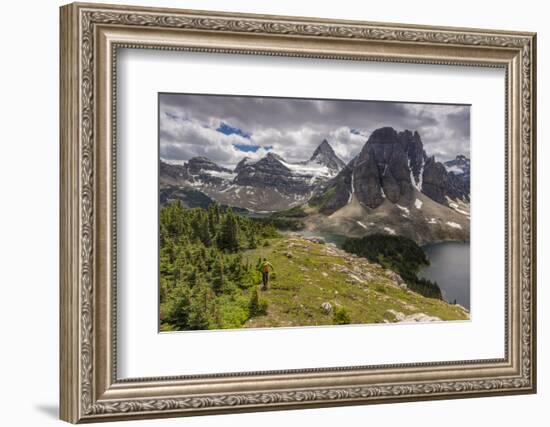 Hiker on the Nub, Mt. Assiniboine Provincial Park, Canada (MR)-Howie Garber-Framed Photographic Print