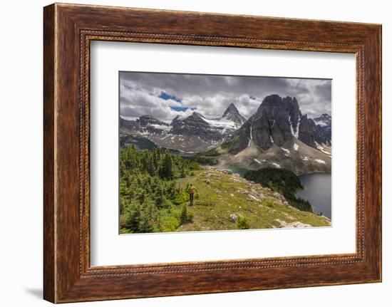 Hiker on the Nub, Mt. Assiniboine Provincial Park, Canada (MR)-Howie Garber-Framed Photographic Print