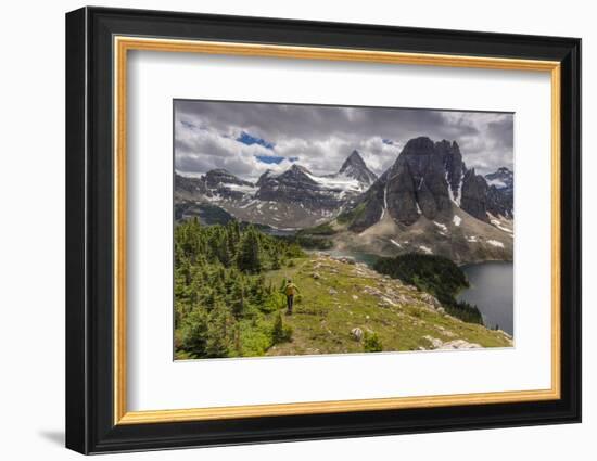 Hiker on the Nub, Mt. Assiniboine Provincial Park, Canada (MR)-Howie Garber-Framed Photographic Print