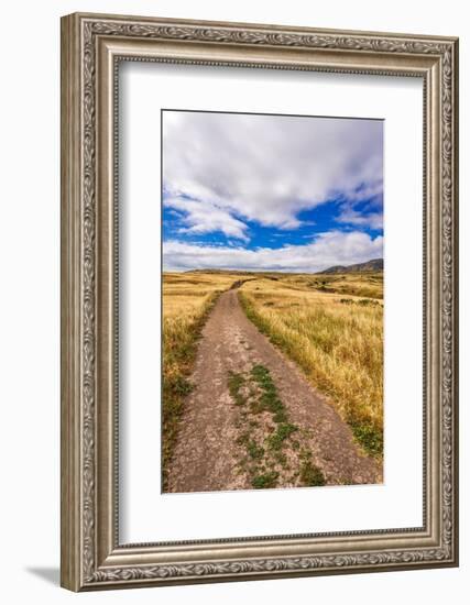 Hiker on the Smugglers Cove Trail, Santa Cruz Island, Channel Islands National Park, California.-Russ Bishop-Framed Photographic Print