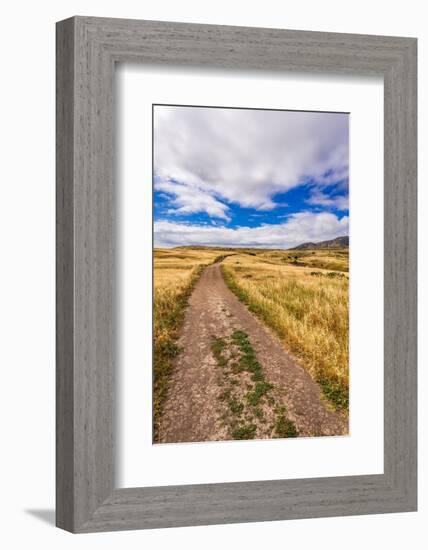 Hiker on the Smugglers Cove Trail, Santa Cruz Island, Channel Islands National Park, California.-Russ Bishop-Framed Photographic Print