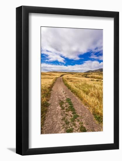 Hiker on the Smugglers Cove Trail, Santa Cruz Island, Channel Islands National Park, California.-Russ Bishop-Framed Photographic Print