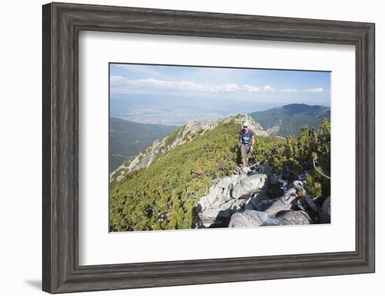 Hiker on Trail, Pirin National Park, UNESCO World Heritage Site, Near Bansko, Bulgaria, Europe-Christian Kober-Framed Photographic Print