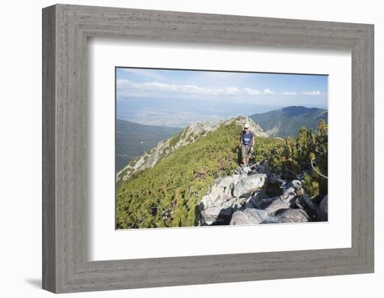 Hiker on Trail, Pirin National Park, UNESCO World Heritage Site, Near Bansko, Bulgaria, Europe-Christian Kober-Framed Photographic Print