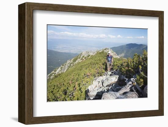 Hiker on Trail, Pirin National Park, UNESCO World Heritage Site, Near Bansko, Bulgaria, Europe-Christian Kober-Framed Photographic Print