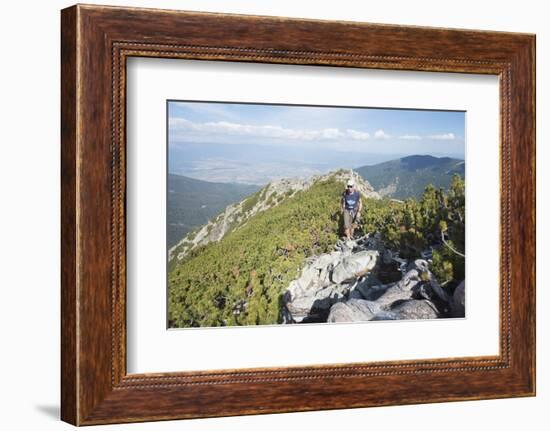 Hiker on Trail, Pirin National Park, UNESCO World Heritage Site, Near Bansko, Bulgaria, Europe-Christian Kober-Framed Photographic Print