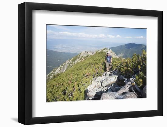 Hiker on Trail, Pirin National Park, UNESCO World Heritage Site, Near Bansko, Bulgaria, Europe-Christian Kober-Framed Photographic Print