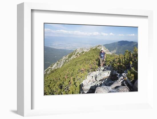 Hiker on Trail, Pirin National Park, UNESCO World Heritage Site, Near Bansko, Bulgaria, Europe-Christian Kober-Framed Photographic Print