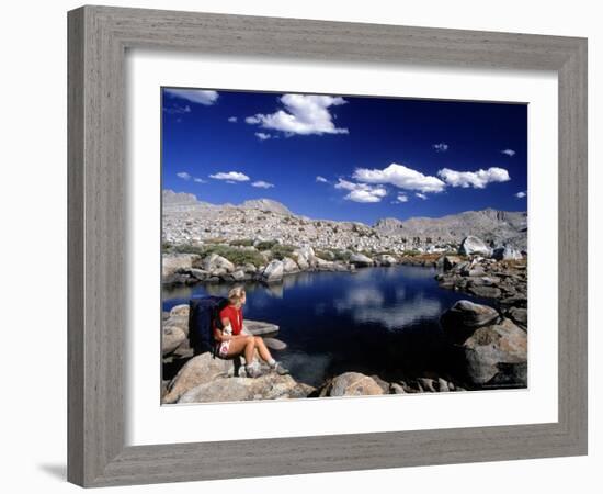 Hiker, Sierra Nevada Range, CA-Mitch Diamond-Framed Photographic Print