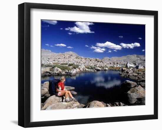 Hiker, Sierra Nevada Range, CA-Mitch Diamond-Framed Photographic Print