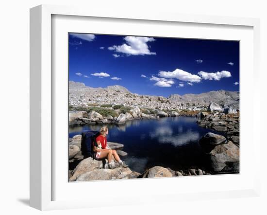 Hiker, Sierra Nevada Range, CA-Mitch Diamond-Framed Photographic Print