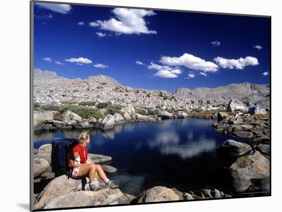 Hiker, Sierra Nevada Range, CA-Mitch Diamond-Mounted Photographic Print