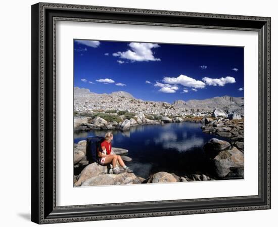 Hiker, Sierra Nevada Range, CA-Mitch Diamond-Framed Photographic Print