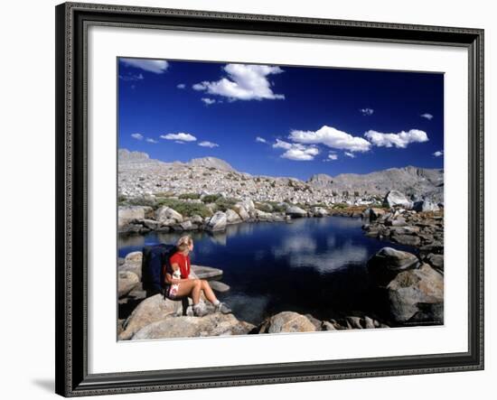 Hiker, Sierra Nevada Range, CA-Mitch Diamond-Framed Photographic Print