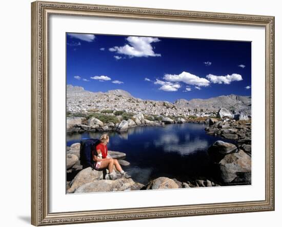 Hiker, Sierra Nevada Range, CA-Mitch Diamond-Framed Photographic Print