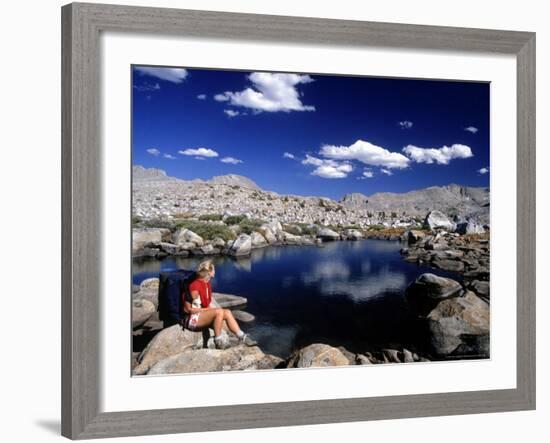 Hiker, Sierra Nevada Range, CA-Mitch Diamond-Framed Photographic Print