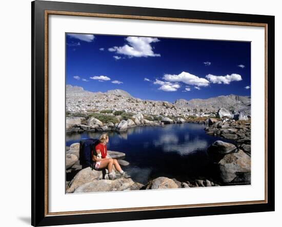 Hiker, Sierra Nevada Range, CA-Mitch Diamond-Framed Photographic Print