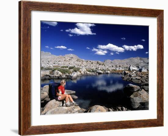 Hiker, Sierra Nevada Range, CA-Mitch Diamond-Framed Photographic Print