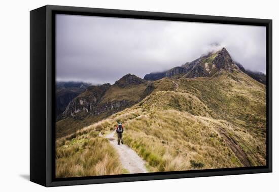 Hiker Trekking Rucu Pichincha Volcano, Quito, Pichincha Province, Ecuador, South America-Matthew Williams-Ellis-Framed Premier Image Canvas