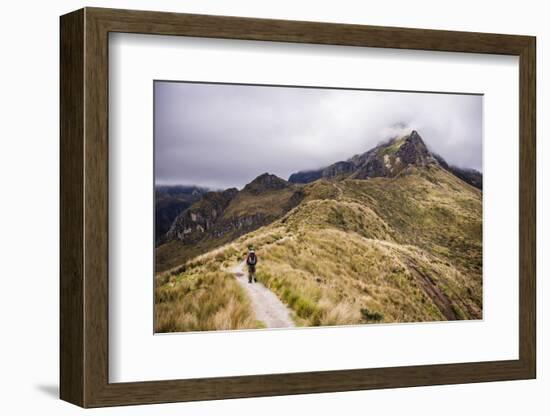 Hiker Trekking Rucu Pichincha Volcano, Quito, Pichincha Province, Ecuador, South America-Matthew Williams-Ellis-Framed Photographic Print