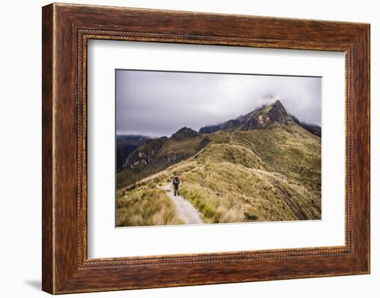 Hiker Trekking Rucu Pichincha Volcano, Quito, Pichincha Province, Ecuador, South America-Matthew Williams-Ellis-Framed Photographic Print