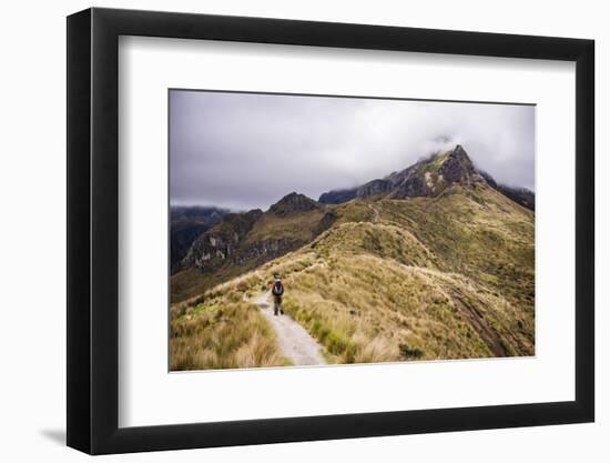 Hiker Trekking Rucu Pichincha Volcano, Quito, Pichincha Province, Ecuador, South America-Matthew Williams-Ellis-Framed Photographic Print