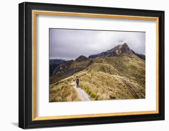 Hiker Trekking Rucu Pichincha Volcano, Quito, Pichincha Province, Ecuador, South America-Matthew Williams-Ellis-Framed Photographic Print